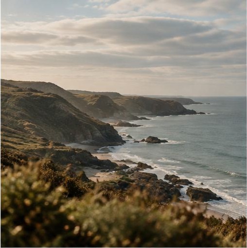South Devon coastline near Salcombe in soft winter light